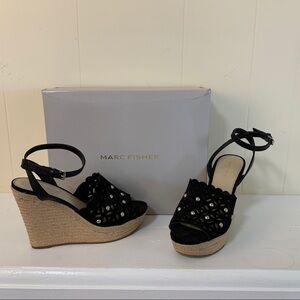 Marc Fisher Hata Espadrille Wedge Sandal, 9.5 blk